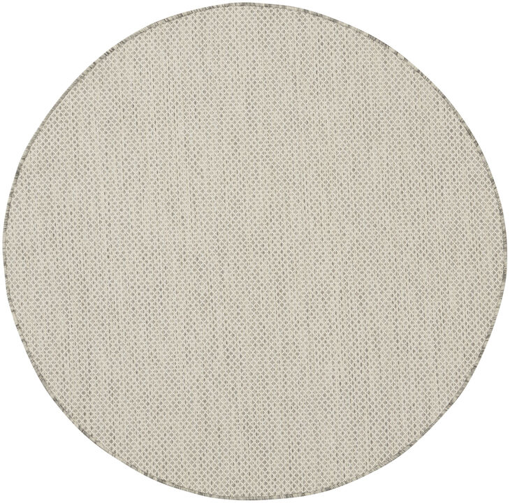 HomeRoots 5' Ivory And Silver Round Geometric Indoor Outdoor Area Rug