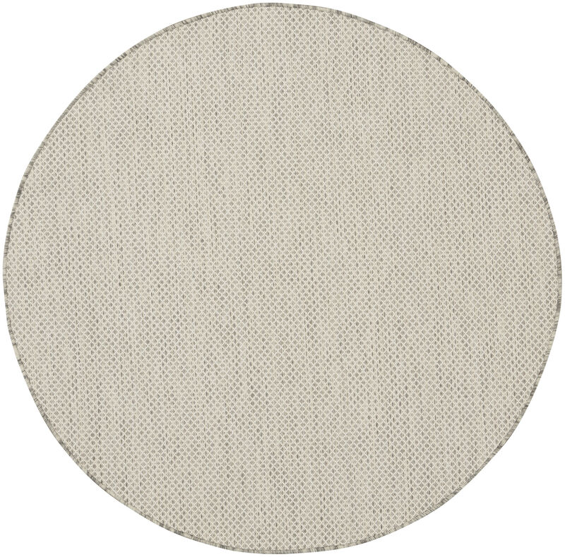 HomeRoots 5' Ivory And Silver Round Geometric Indoor Outdoor Area Rug image number 0