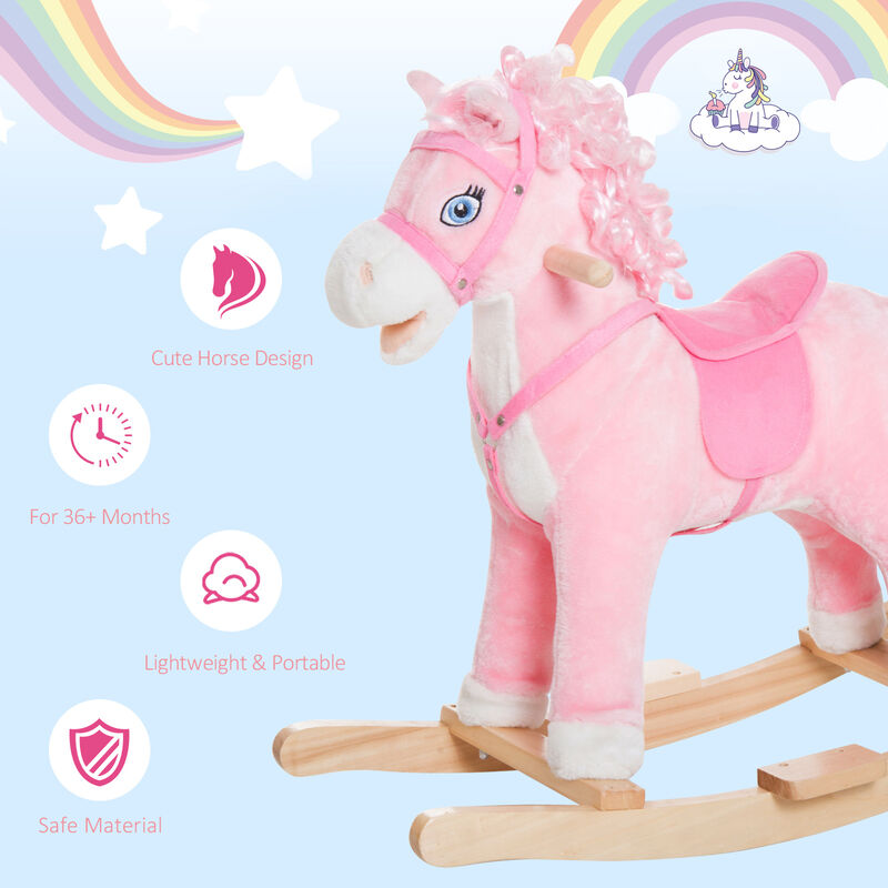 BreeBe Plush Rocking Horse Ride-On Toy for Toddlers image number 5