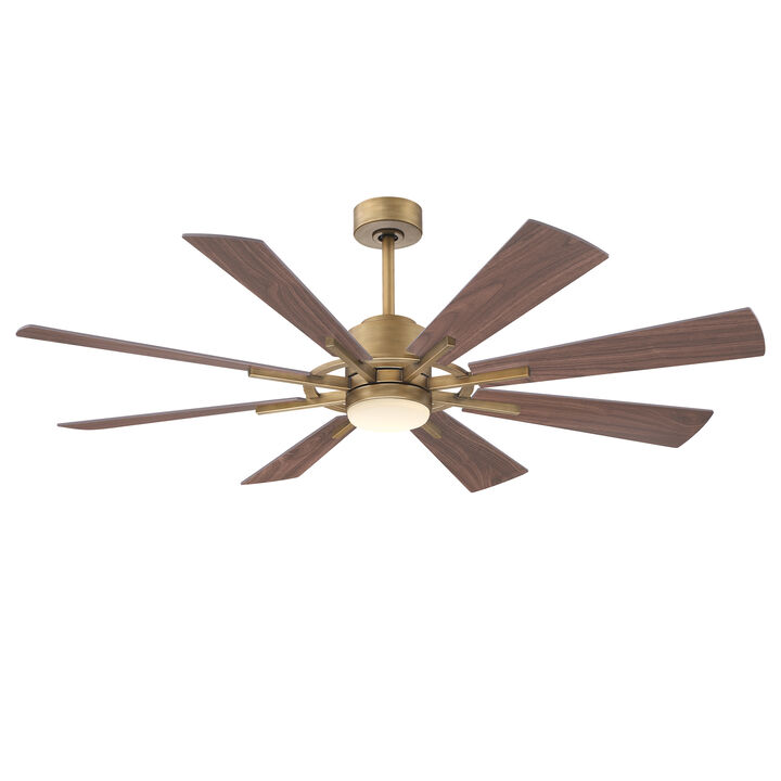 60" Dual-Finish 8-Blade Ceiling Fan with LED Light, 6-Speed Reversible DC Motor, Remote Control