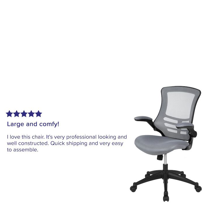 Kelista Mid-Back Red Mesh Swivel Ergonomic Task Office Chair with Flip-Up Arms