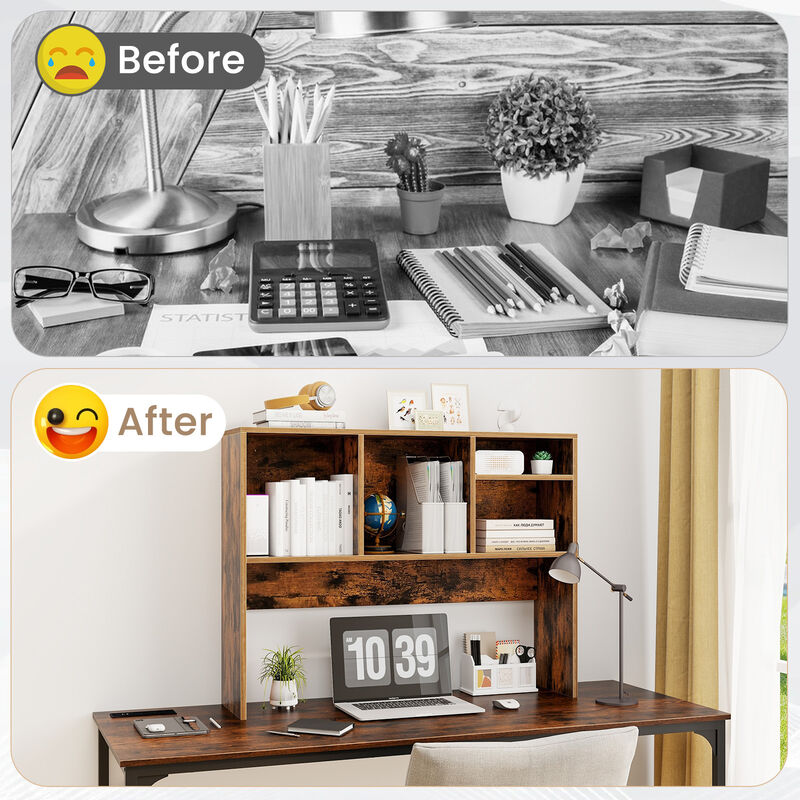 Desktop Bookcase with 4 Cubbies and Open Back, Ideal for Office or Study Desk