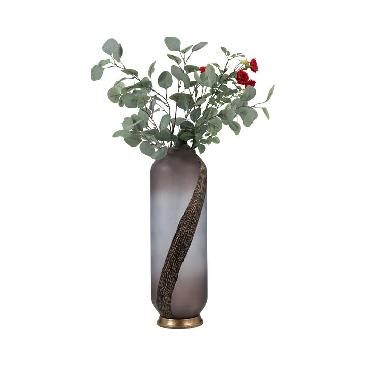 Glass 20" Metallic Detail Vase