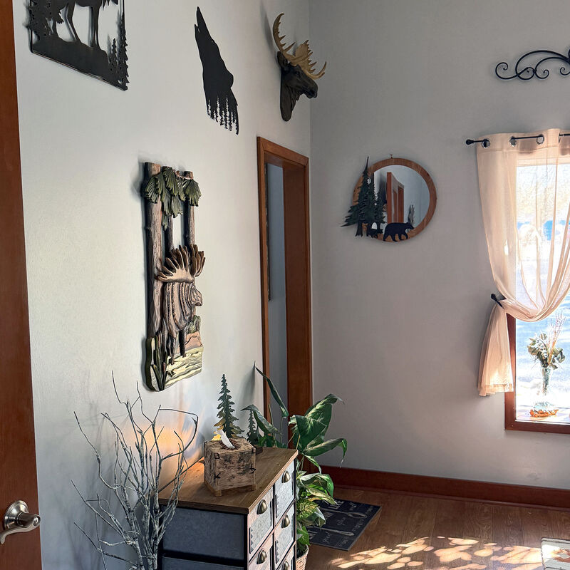 31x17 Intarsia Wood Moose Wall Sculpture Rustic Cabin Lodge Wildlife Decor image number 7