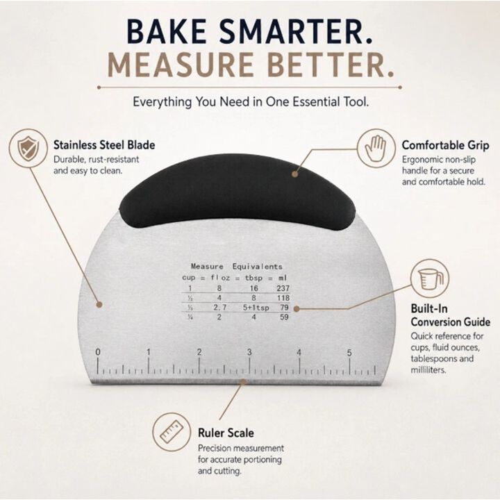 Stainless Steel Dough Scraper with Handle