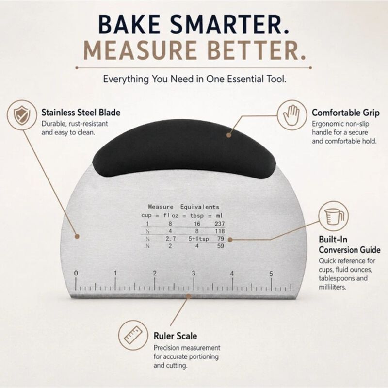 Stainless Steel Dough Scraper with Handle image number 1