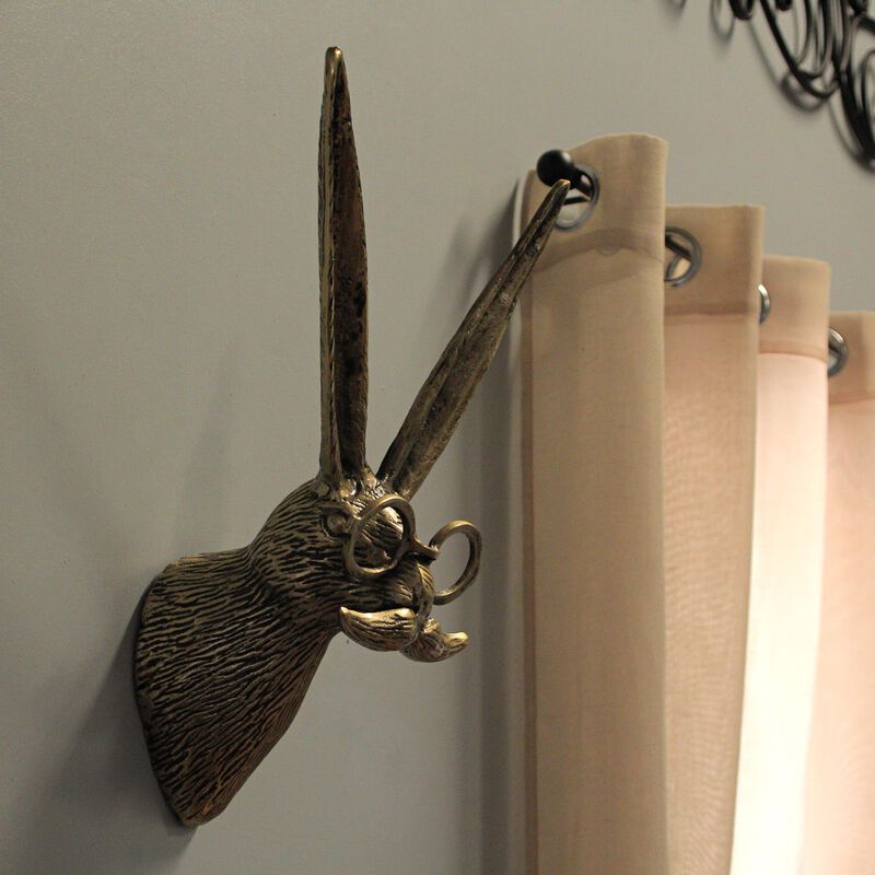 Gold Hare Head Wall Hanging &ndash; Whimsical Decor with Glasses & Mustache image number 5