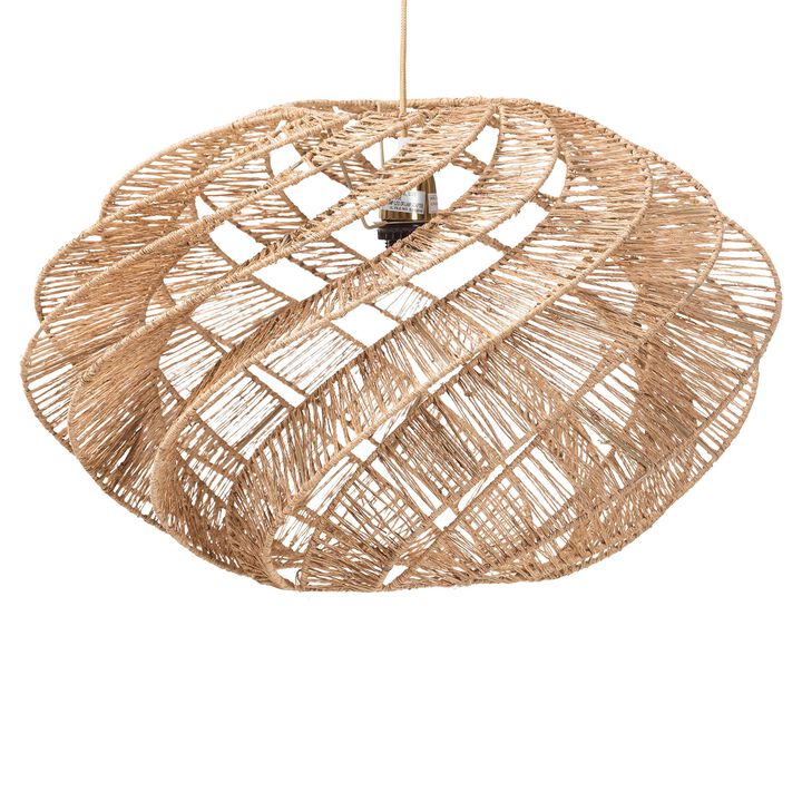bali & pari Enola Handwoven Jute Pendant Lampshade - Boho Chic Ceiling Light Cover with Twisted Spiral Design