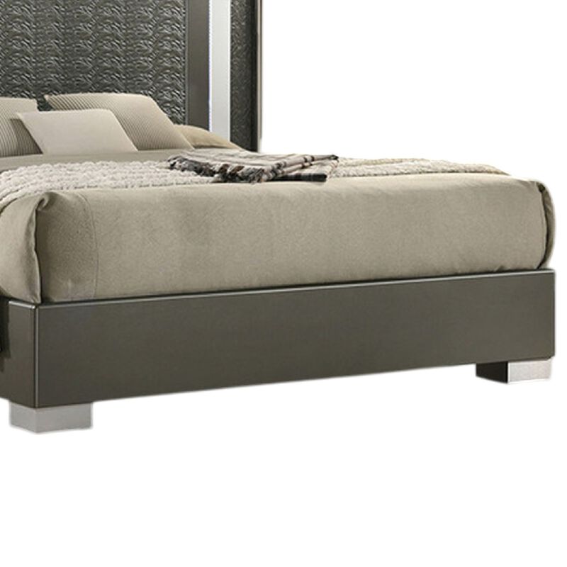 Queen Bedroom Set, White, Gray Wood, 2 Piece Set with Nightstand image number 4