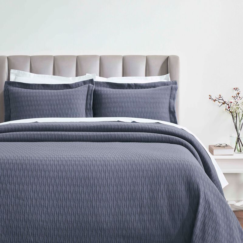 Lightweight Cotton Matelasse Bedspread Set with Diamond Pattern image number 0
