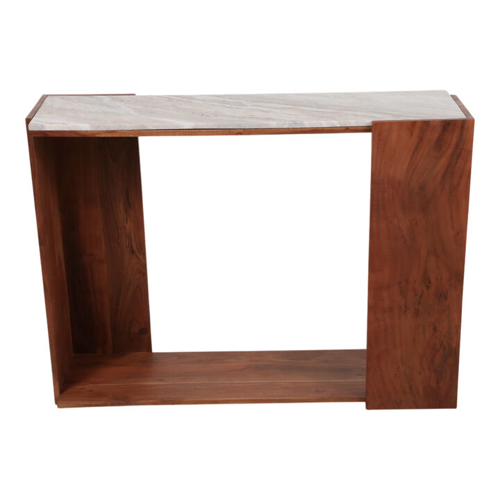 42x31" Modern Marble Top Console Table,ivory/brown