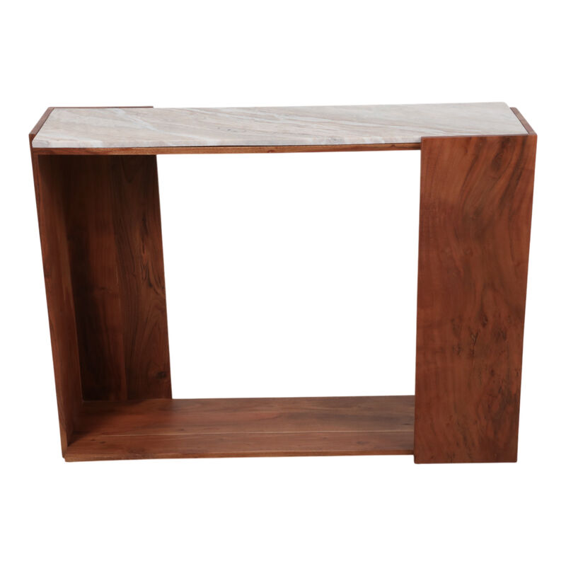 42x31" Modern Marble Top Console Table,ivory/brown image number 0