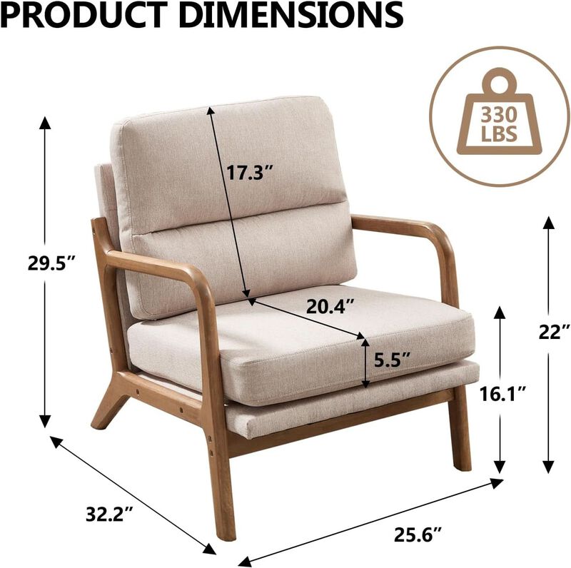 ShipItFurniture Mid-Century Velvet Armchair, Beige image number 2