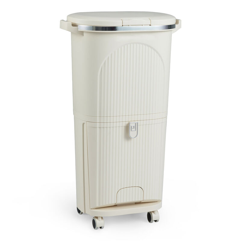 Beige 10 Gal Kitchen Garbage Can with Double Layers and Two Removable Buckets image number 0