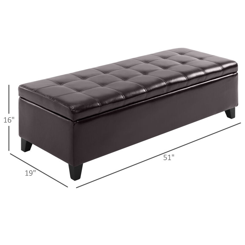 51" Tufted Top Storage Ottoman Bench PU Leather Organizer Chair Footstool Large