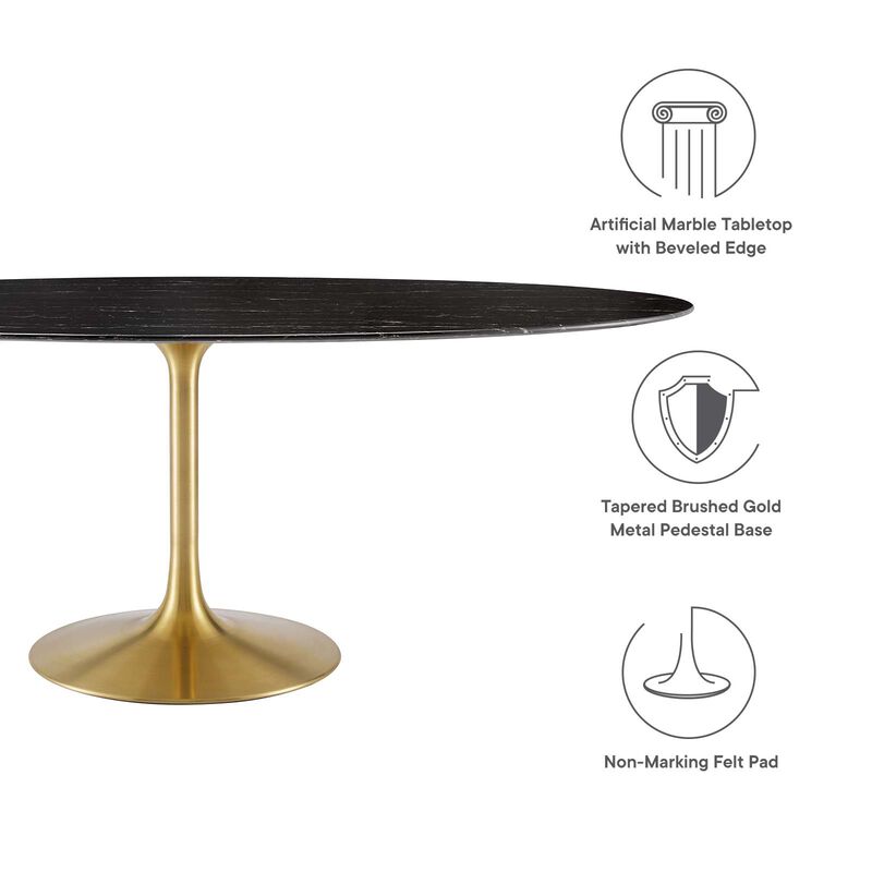 Modway - Lippa 78" Oval Artificial Marble Dining Table Gold Black