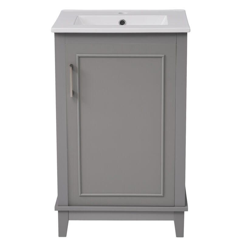 ELEMENT ACE Modern Compact Bathroom Vanity Cabinet with Ceramic Basin and Ample Storage Space image number 0