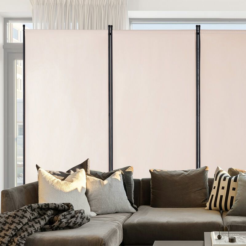Foldable 3 Panel Room Divider Screen Portable Privacy Partition for Room Separation Office Bedroom-Beige image number 1