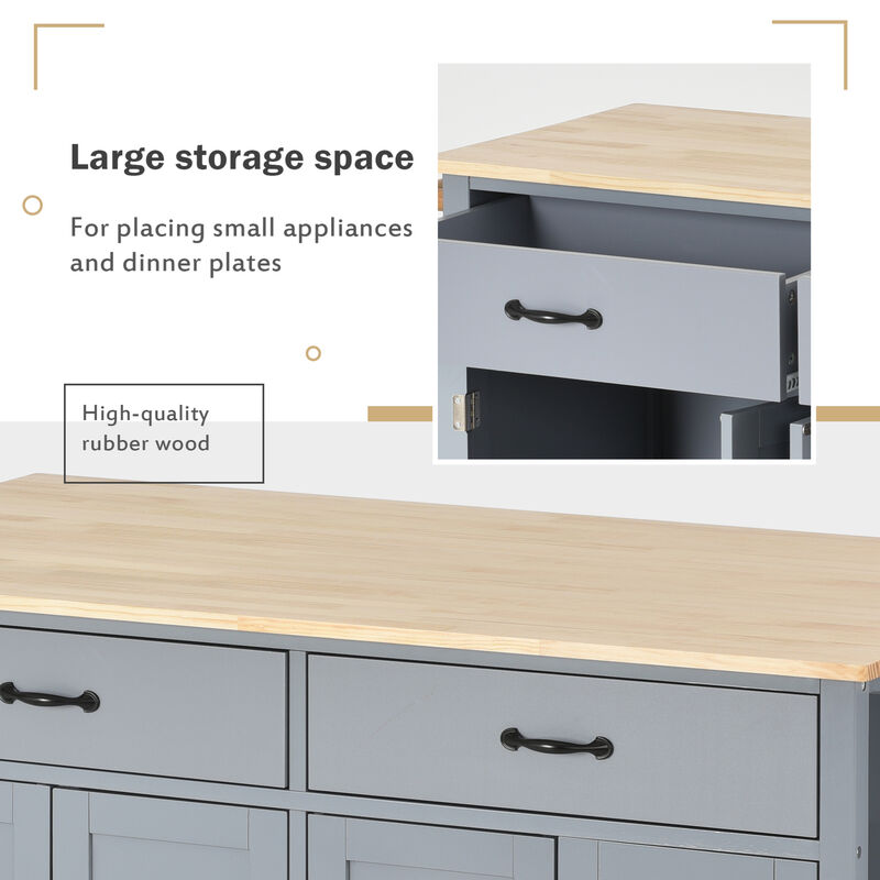 ELEMENT ACE Versatile Kitchen Island Cart with Adjustable Storage Shelves and Durable Solid Wood Top image number 7
