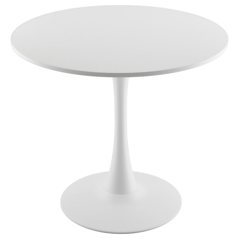 Modern Round Wood Dining Table for 2-4 Person, Tulip Pedestal Base Coffee Table for Home-White image number 0