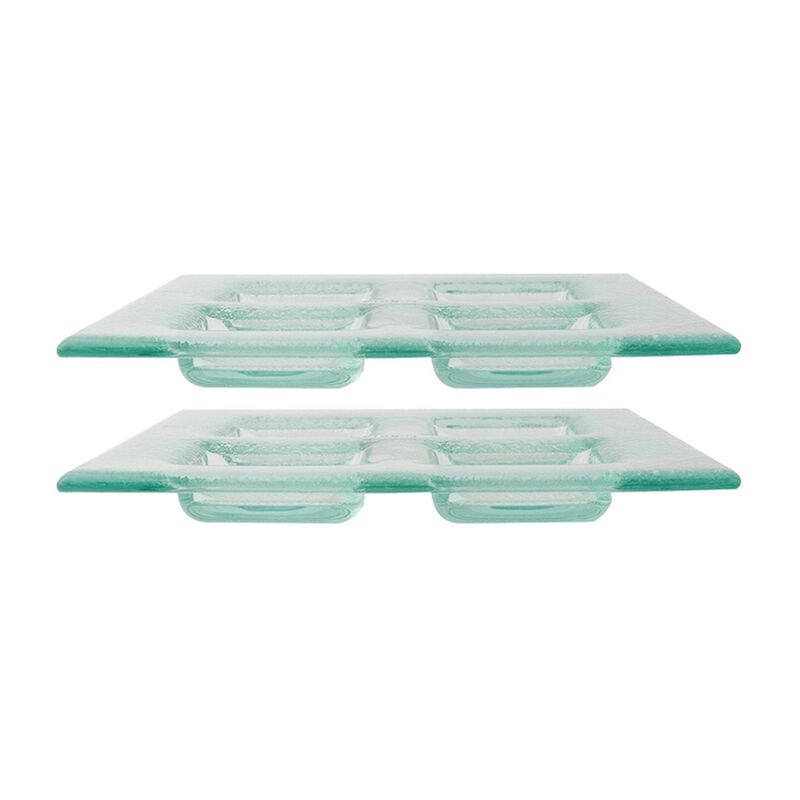 Turgla Fusion Glass 8" x 8" Square Clear Glass Sectional Plate (Set of 2) image number 0