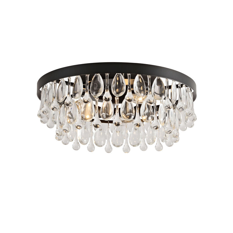 Eva Black 3-light Flush Mount with Crystal Glass Teardrops image number 0