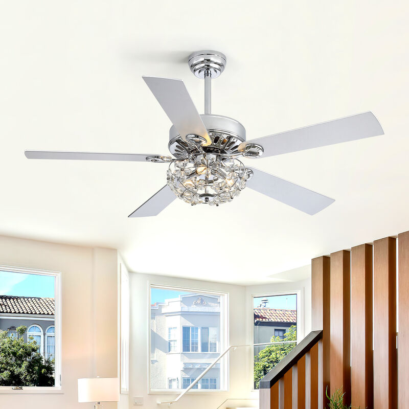 Breezary 52" Ceiling Fan with Light, 5 Blade, 6-Speed DC Motor, Quiet Downrod Mount, Timer, Remote Control image number 8