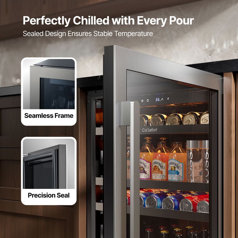 Beverage Refrigerator Cooler,24 inch 180 Cans Beverage Fridge, 34-54 ℉,Built-in Beverage Cooler ,3 Color LED image number 3