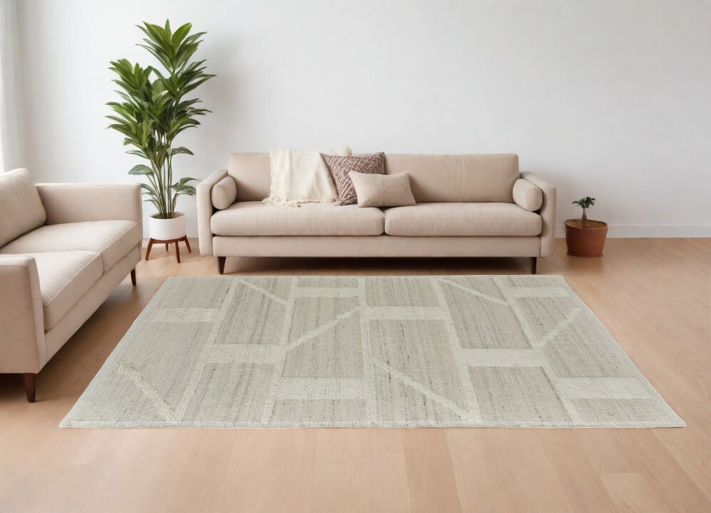 HomeRoots Wool Geometric Hand Woven Area Rug