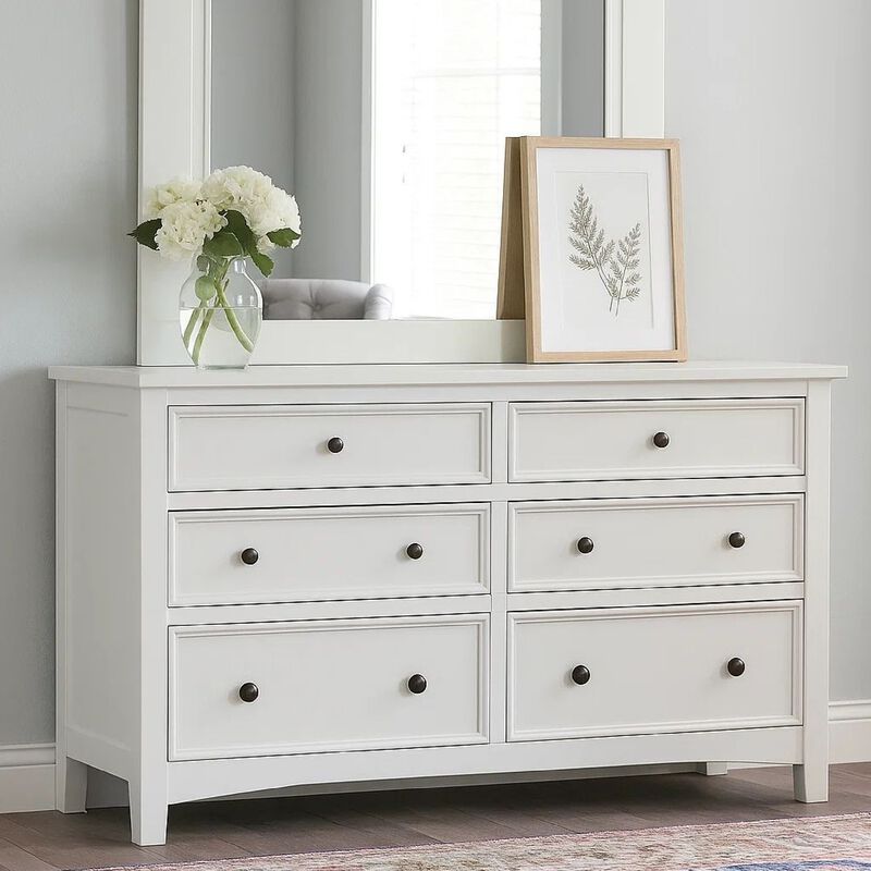 Yoza 38 x 47 Dresser Mirror, Modern, High Gloss White Laminate Finish