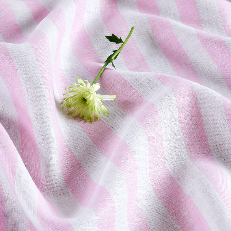 Solino Home 100% Pure Linen Table Throw 52 x 52 Inch | Sorrento Stripe