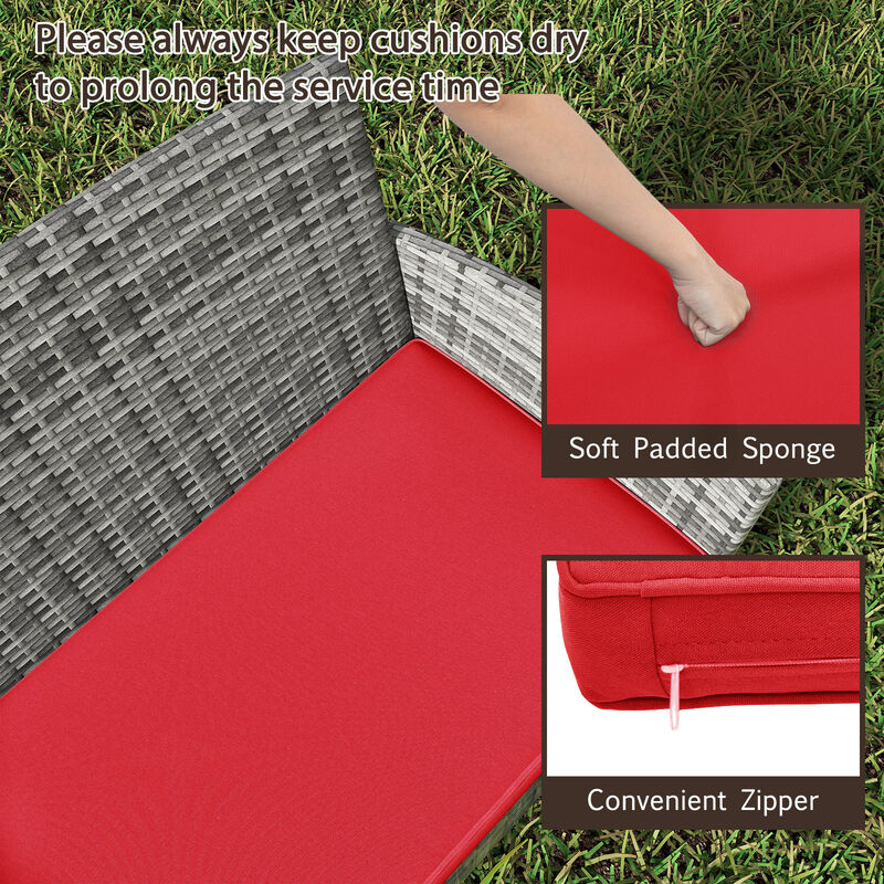 4-Piece Patio Rattan Conversation Set with Cushioned Seats and Tempered Glass Table image number 3