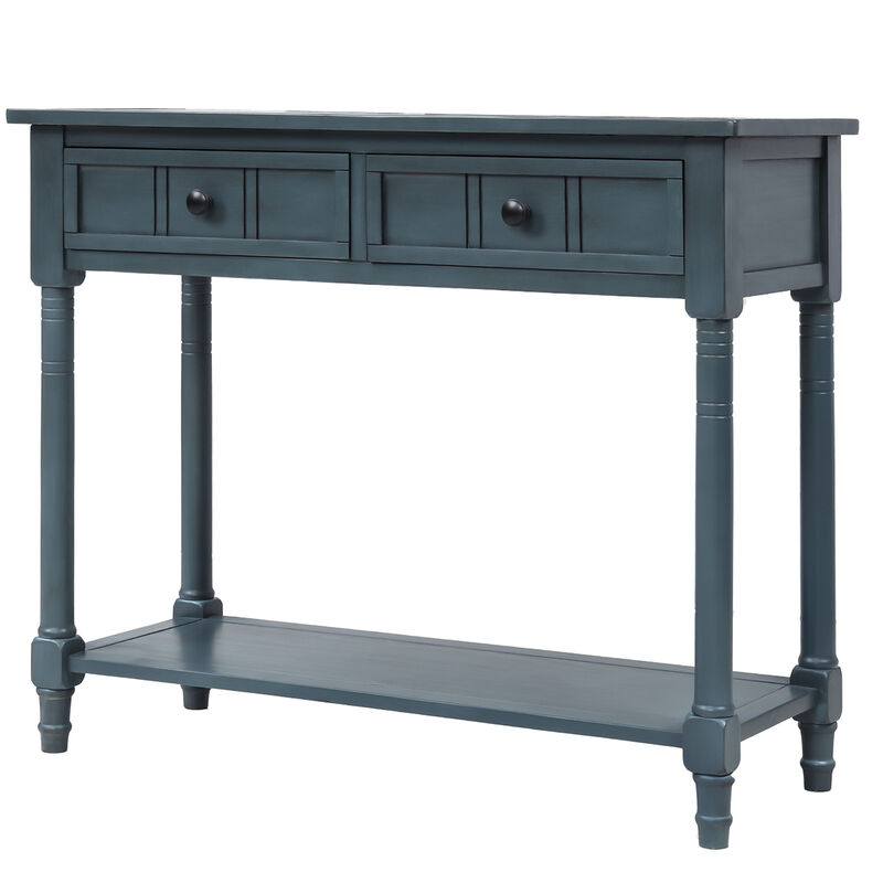 Merax Console Table Traditional Design with Two Drawers and Bottom Shelf