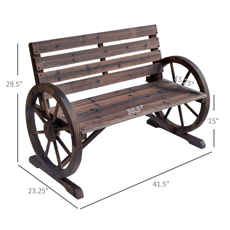 Hivvago Wooden Wagon Wheel Garden Bench image number 2