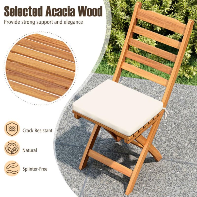 Hivvago Patio Folding Chairs Set of 2 with Soft Seat Cushion - Ladder Back