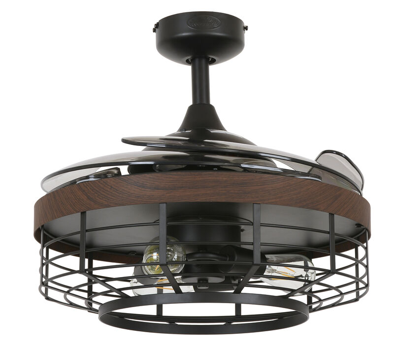 Fanaway Montclair 48" Retractable Blade Ceiling Fan with Light and Remote, Modern Fandelier Ceiling Fan, Patented Design Technology, Stronger Thicker Blades, Black with Koa Trim image number 2