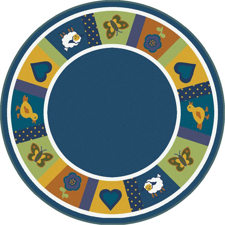 Joy Carpets Kid Essentials Baby Blues 5'4 Round Area Rug in Color Soft