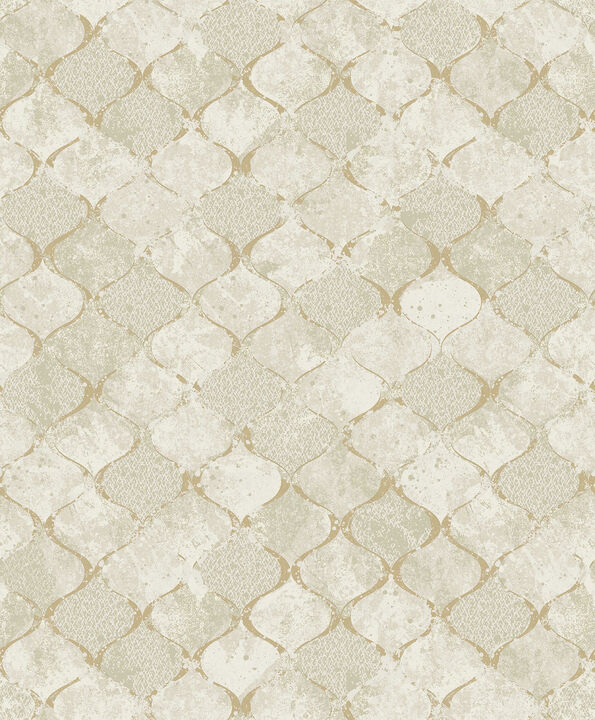 Pilak Gold Ogee Tile Wallpaper (Set of 2)
