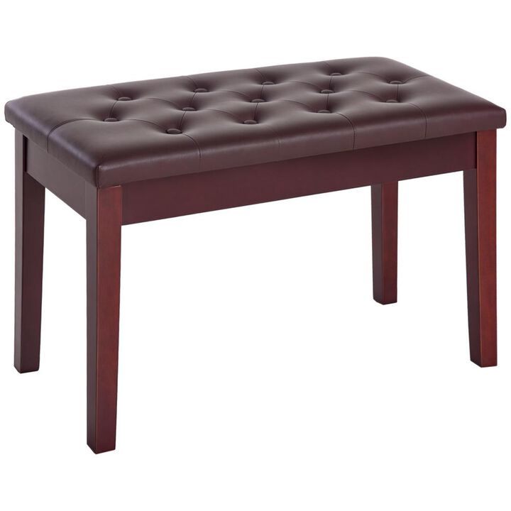 Hivvago Duet Piano Bench with Padded Faux Leather Cushion