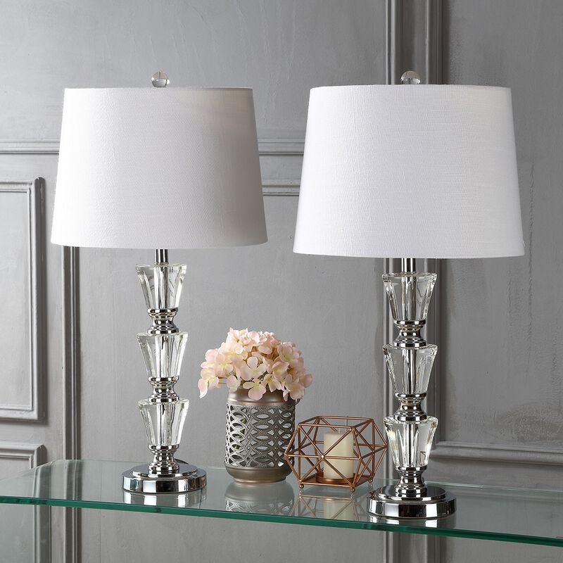 Layla 27" Crystal LED Table Lamp, Clear (Set of 2)