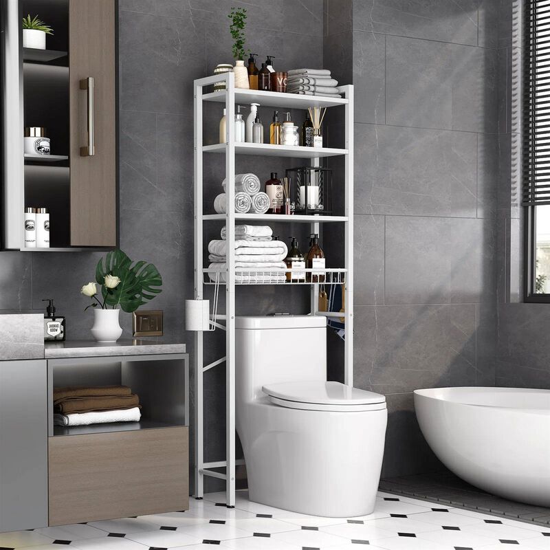Over-the-Toilet Freestanding Storage Shelf &ndash; Industrial Bathroom Organizer