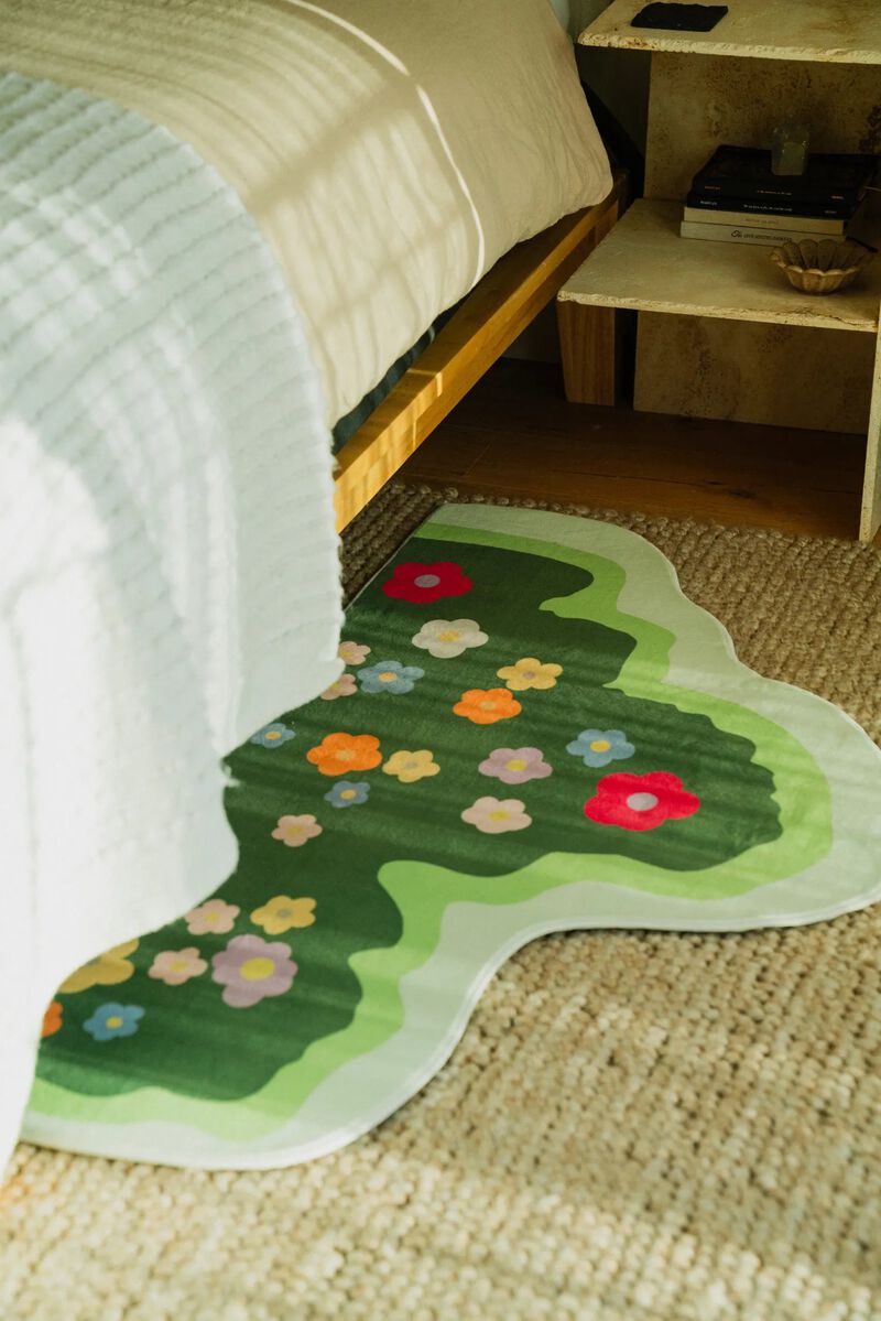 Lany Space 2.5'x5' Runner Rug, Washable Non-Slip Rug, Floral Irregular Rug for Living Room image number 3