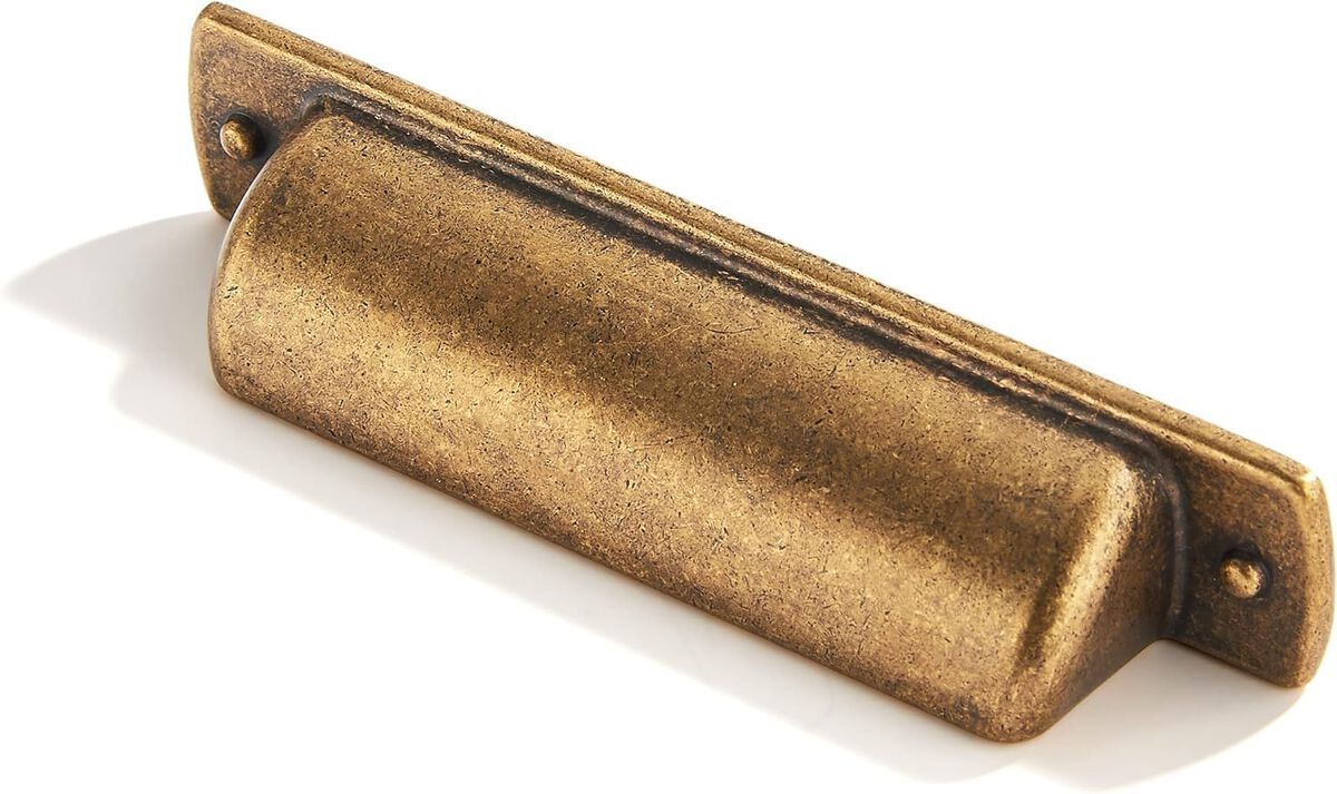 khtumeware 6 Pack 4""(102mm) Vintage Drawer Pulls Antique Brass Cabinet Bin Cup Pulls Kitchen Hardware Cabinet Handles Drawer Ha