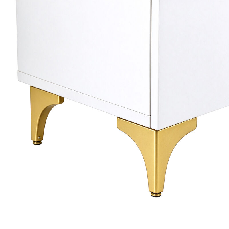 47" White 6 Drawer Dresser with Gold Handles & Legs image number 5