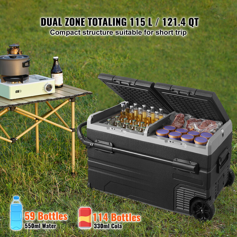 VEVOR Portable Car Refrigerator Freezer Compressor 115 L Dual Zone for Car Home image number 1
