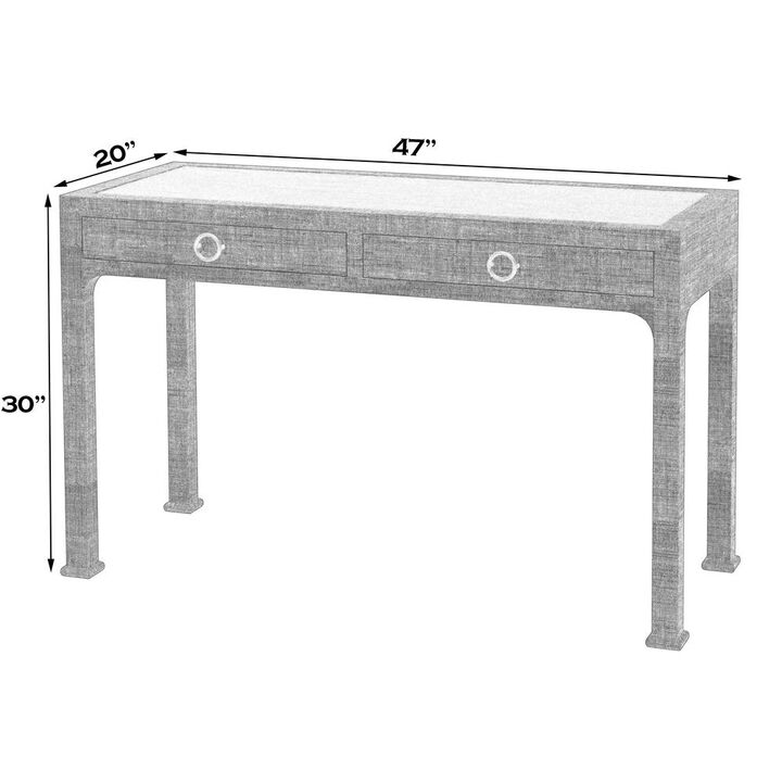 Butler Specialty Chatham Raffia and Wood 2- Drawer Desk in Charcoal, Charcoal