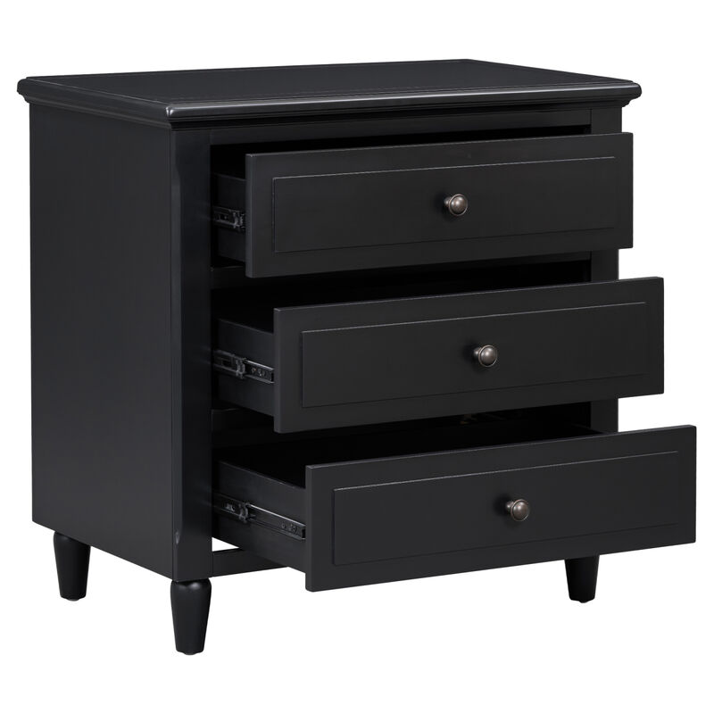 Streamdale 3-Drawer Nightstand Storage Wood Cabinet image number 7
