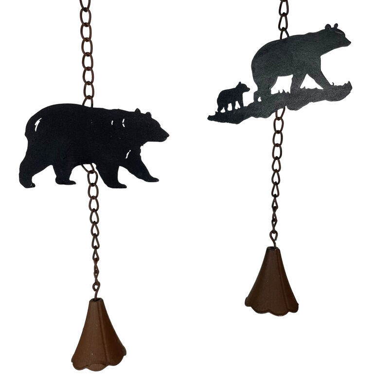 Set of 2 Rain Chains with Bears and Trees, 52-Inch, Decorative Downspout image number 2