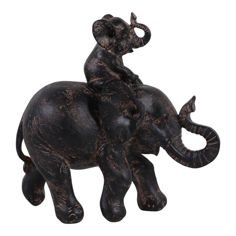 8x7" Baby And Parent Elephant,brown image number 1