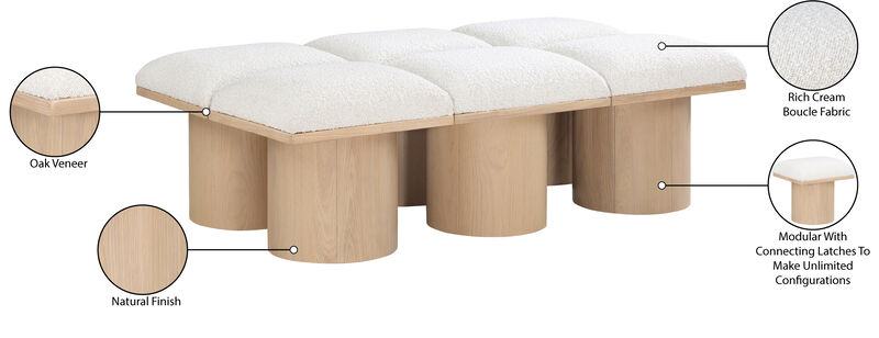 Meridian Furniture Pavilion Cream Boucle Fabric Bench